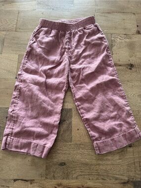 H&M Casual 100% linen old Pink Wide-Leg Elastic Waist Pants sz 2-3 years